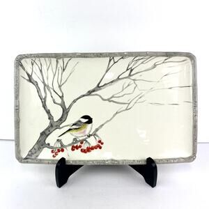 Global Design Connections by Kate Williams Winter Chicadee Platter